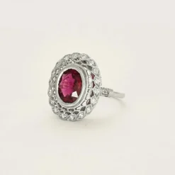 Bague rubellite diamants