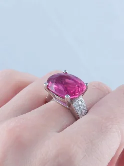 Bague Rubellite et Diamants