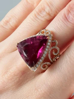 Bague Rubellite et Diamants