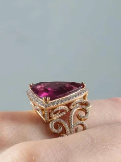 Bague Rubellite et Diamants