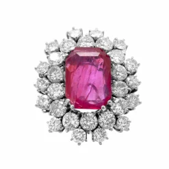 Bague Rubis Birman Non Chauffée et Diamants