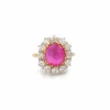 Bague rubis birman non chauffé 3.63 Carats diamants platine or jaune (Certificat)
