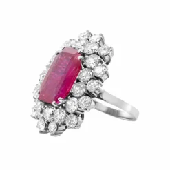 Bague Rubis Birman Non Chauffée et Diamants