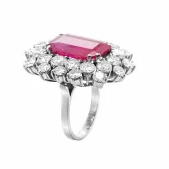 Bague Rubis Birman Non Chauffée et Diamants