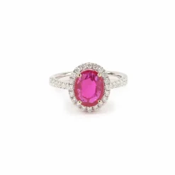 Bague rubis birmanie diamants or blanc (Certificat)