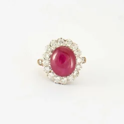Bague Rubis cabochon & Diamants