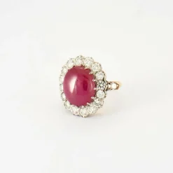 Bague Rubis cabochon & Diamants
