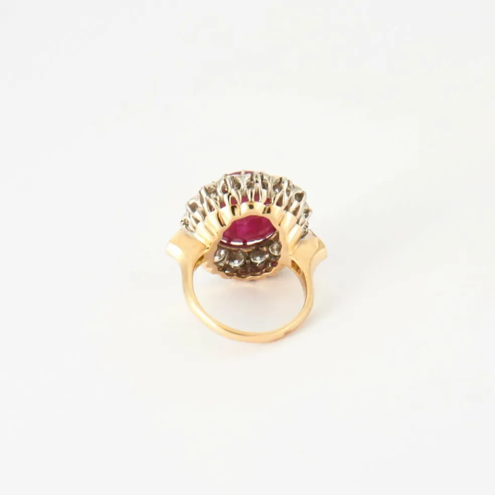 Bague Rubis cabochon & Diamants