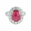 Bague Rubis cabochon Diamants
