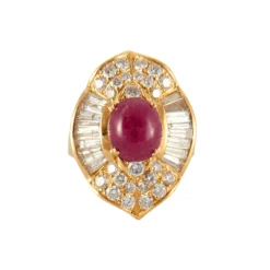 Bague Rubis cabochon Diamants