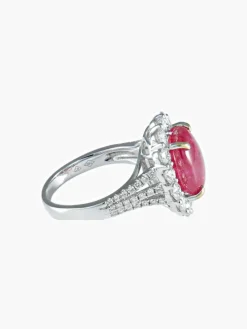 Bague Rubis cabochon Diamants