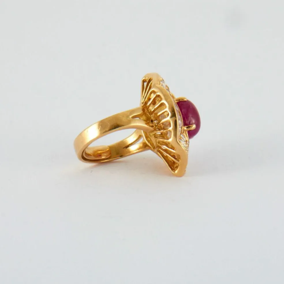 Bague Rubis cabochon Diamants