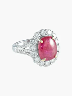 Bague Rubis cabochon Diamants
