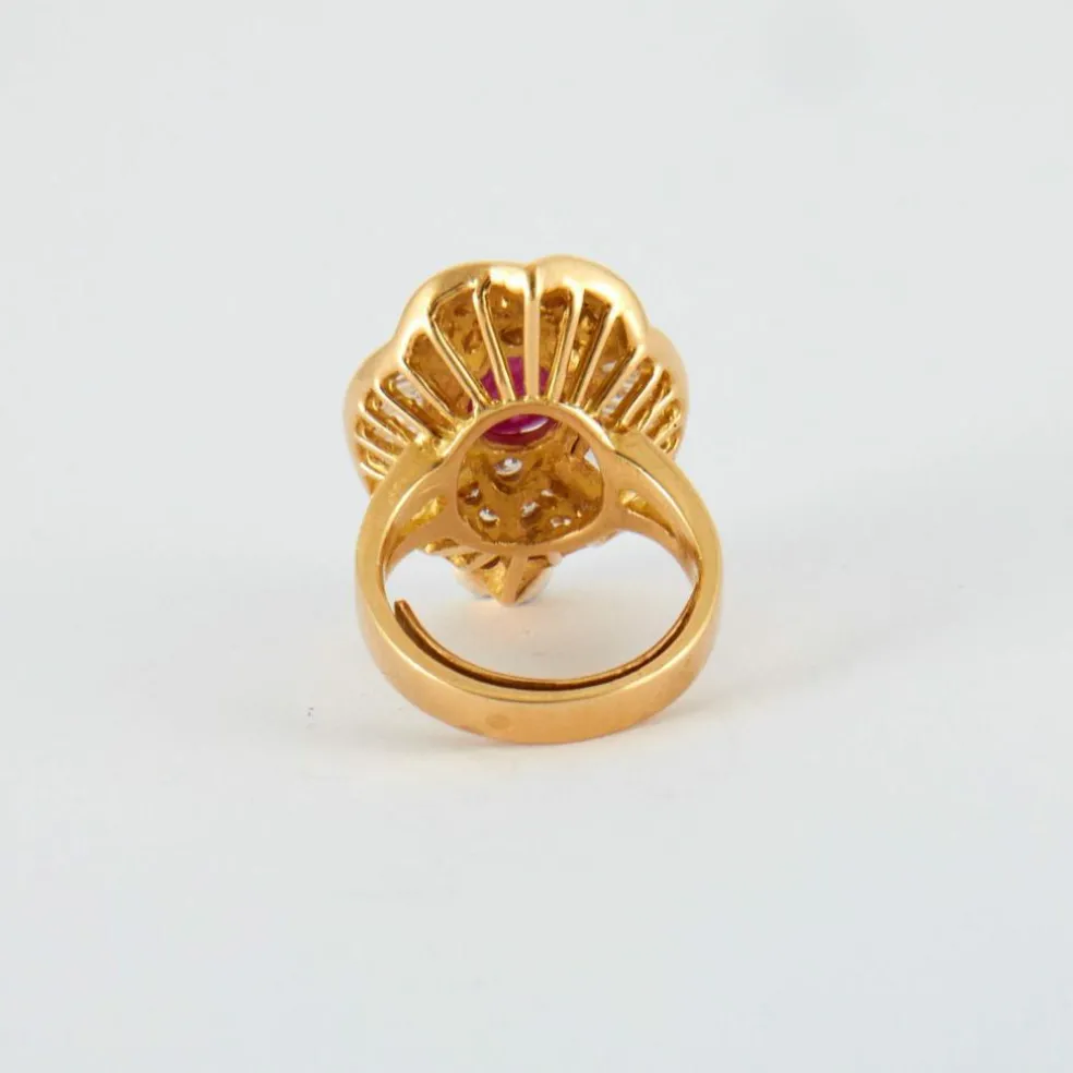 Bague Rubis cabochon Diamants