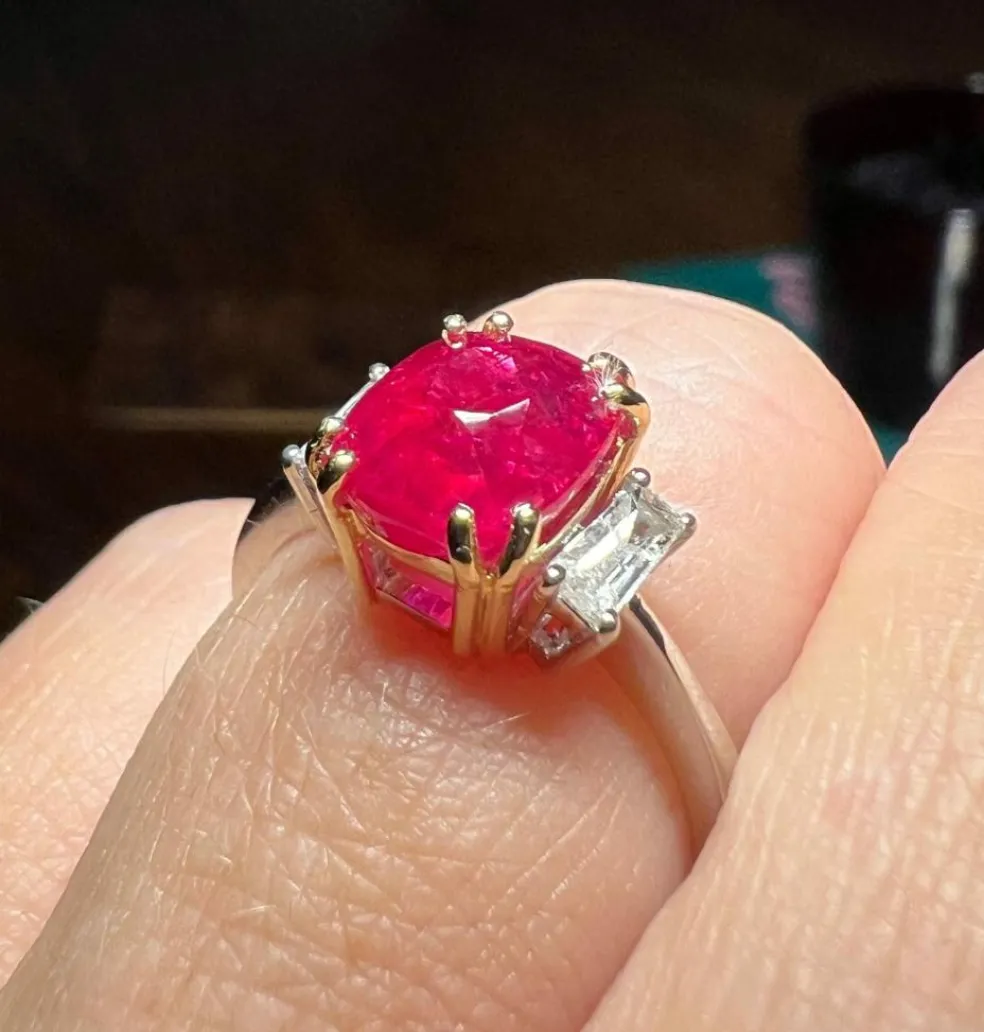 Bague Rubis 3.17ct Diamants