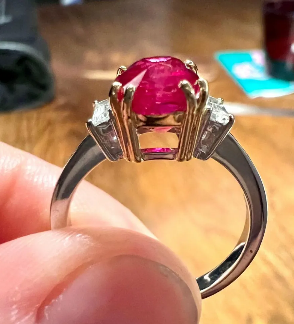 Bague Rubis 3.17ct Diamants