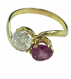 Bague Rubis, diamant, Or jaune
