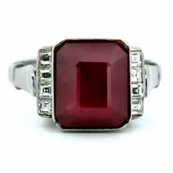 Bague Rubis, Diamant, Platine