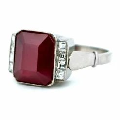 Bague Rubis, Diamant, Platine
