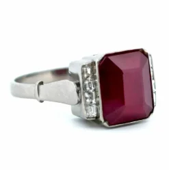 Bague Rubis, Diamant, Platine