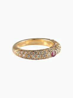 Bague Rubis Diamants champagne