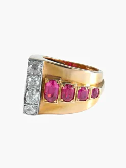 Bague rubis diamants or jaune