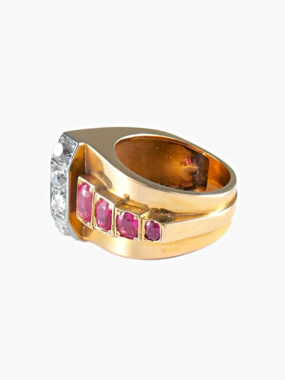 Bague rubis diamants or jaune