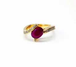 Bague rubis diamants or jaune