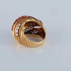 Bague rubis diamants or jaune