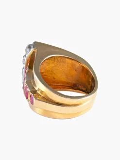 Bague rubis diamants or jaune