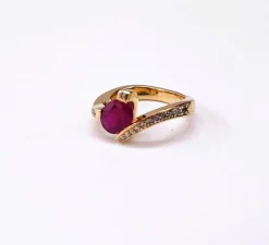 Bague rubis diamants or jaune