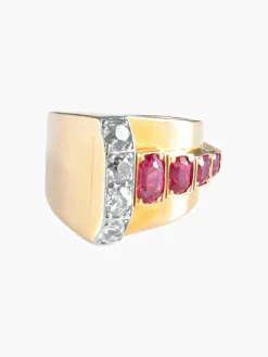 Bague rubis diamants or jaune