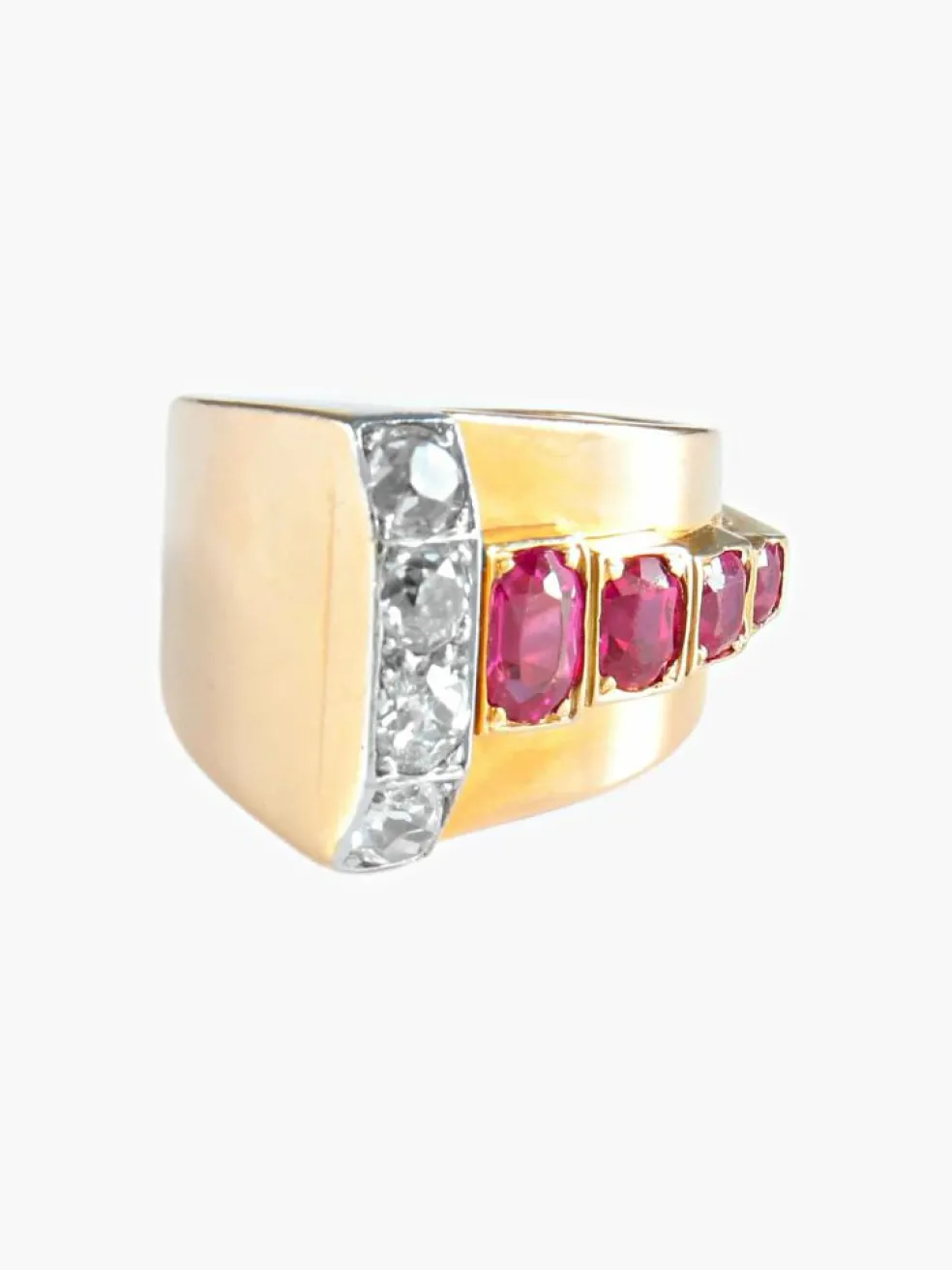 Bague rubis diamants or jaune