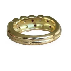 Bague rubis diamants or jaune 18 carats