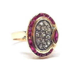 Bague rubis diamants or rose