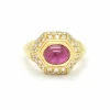 Bague rubis en or jaune et diamants