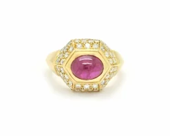 Bague rubis en or jaune et diamants