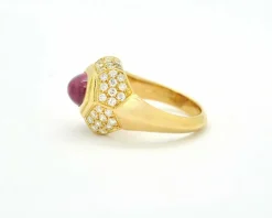Bague rubis en or jaune et diamants