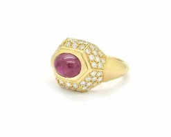 Bague rubis en or jaune et diamants