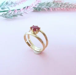 Bague Rubis en solitaire Or Jaune