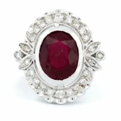 Bague rubis entourage diamants