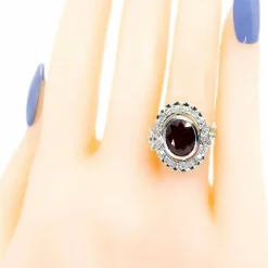 Bague rubis entourage diamants