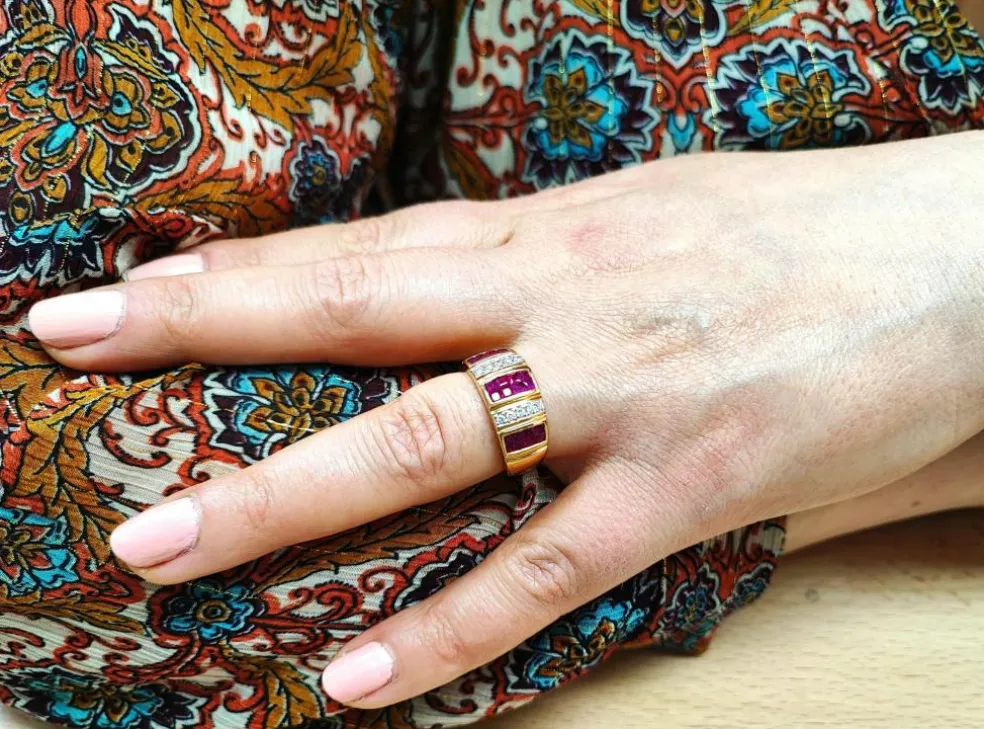 Bague rubis et diamant