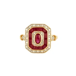 Bague rubis et diamant or jaune