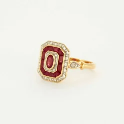 Bague rubis et diamant or jaune