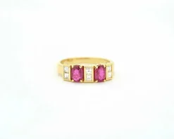 Bague rubis et diamants en or jaune