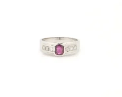 Bague rubis et diamants en or blanc