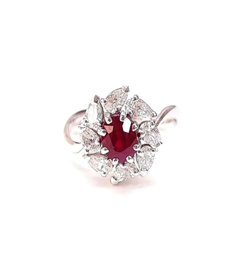 Bague rubis et or blanc