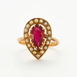 Bague Rubis et Perles