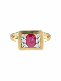 Bague Rubis et six Diamants